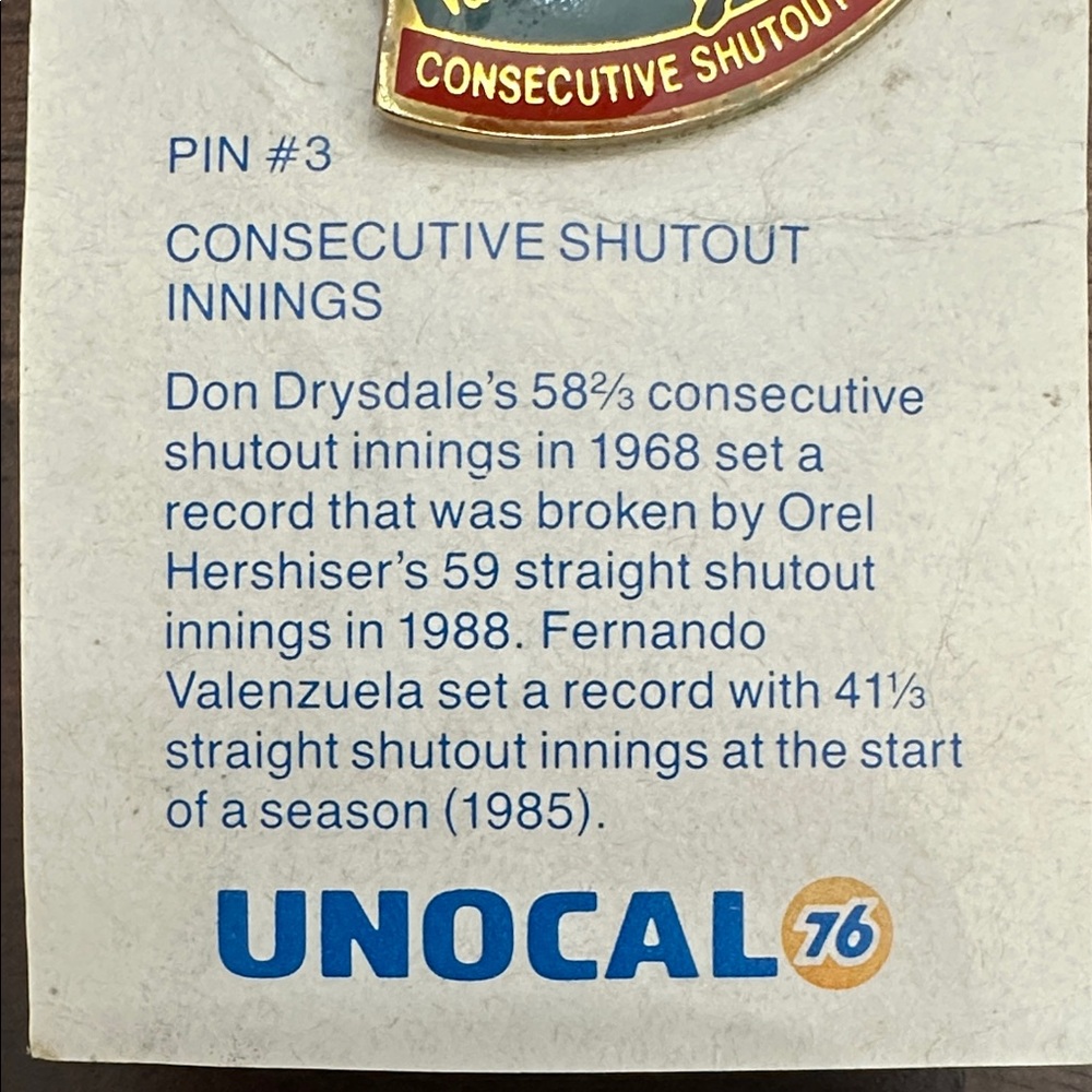 Dodgers Consecutive Shutout Innings Pin - Picture 5 of 5
